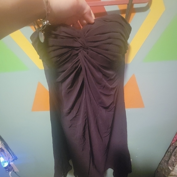 Bill Levkoff Women's Plum Chiffon Strapless Midlength Bridesmaid Gown Size 4 - Picture 4 of 16